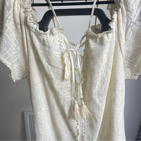 Red Carter Amalia Embroidered Ivory Midi Dress Sz L - Picture 6 of 13